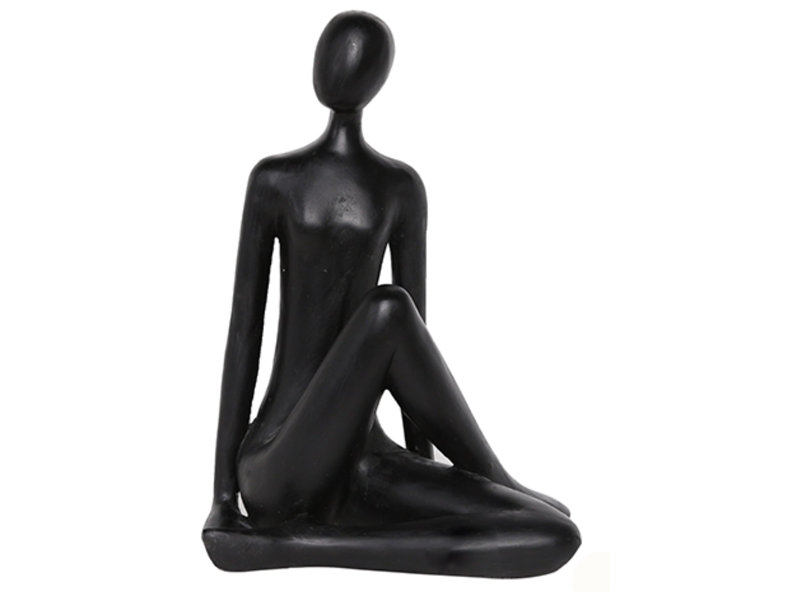 Resin Matte Black Yoga Pose Sculpture